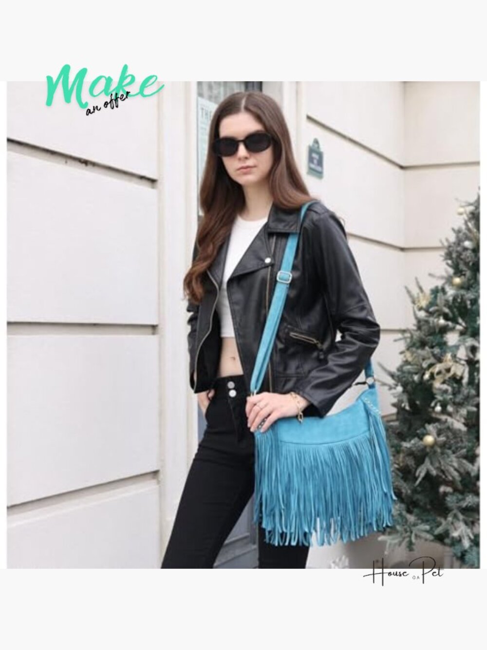 Vintage Suede Fringe Hobo Crossbody Bag Tassel Shoulder Purse - Picture 2 of 7